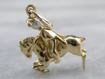 Pearl Gold Paul Revere Horse Rider Charm