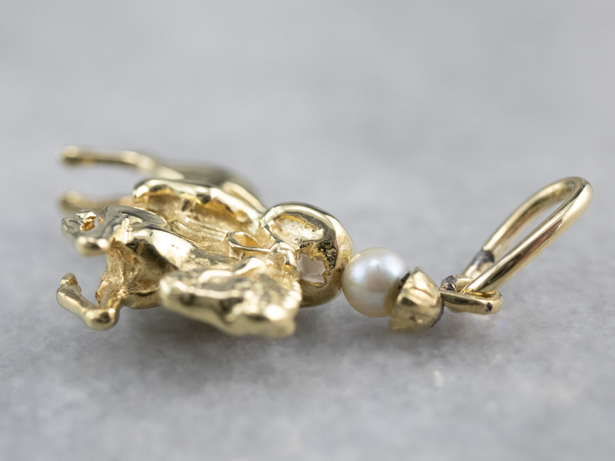 Pearl Gold Paul Revere Horse Rider Charm