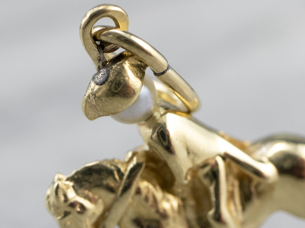 Pearl Gold Paul Revere Horse Rider Charm