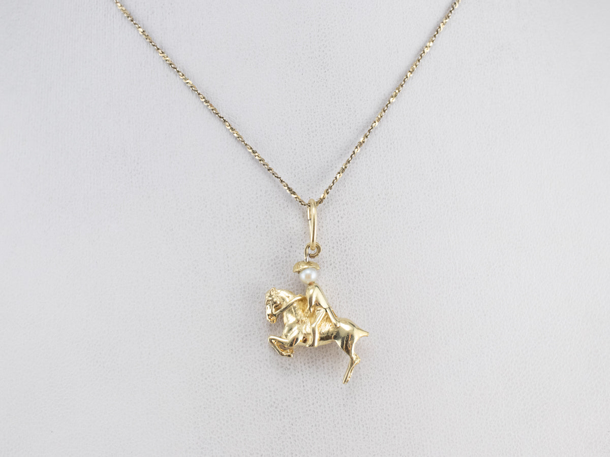 Pearl Gold Paul Revere Horse Rider Charm