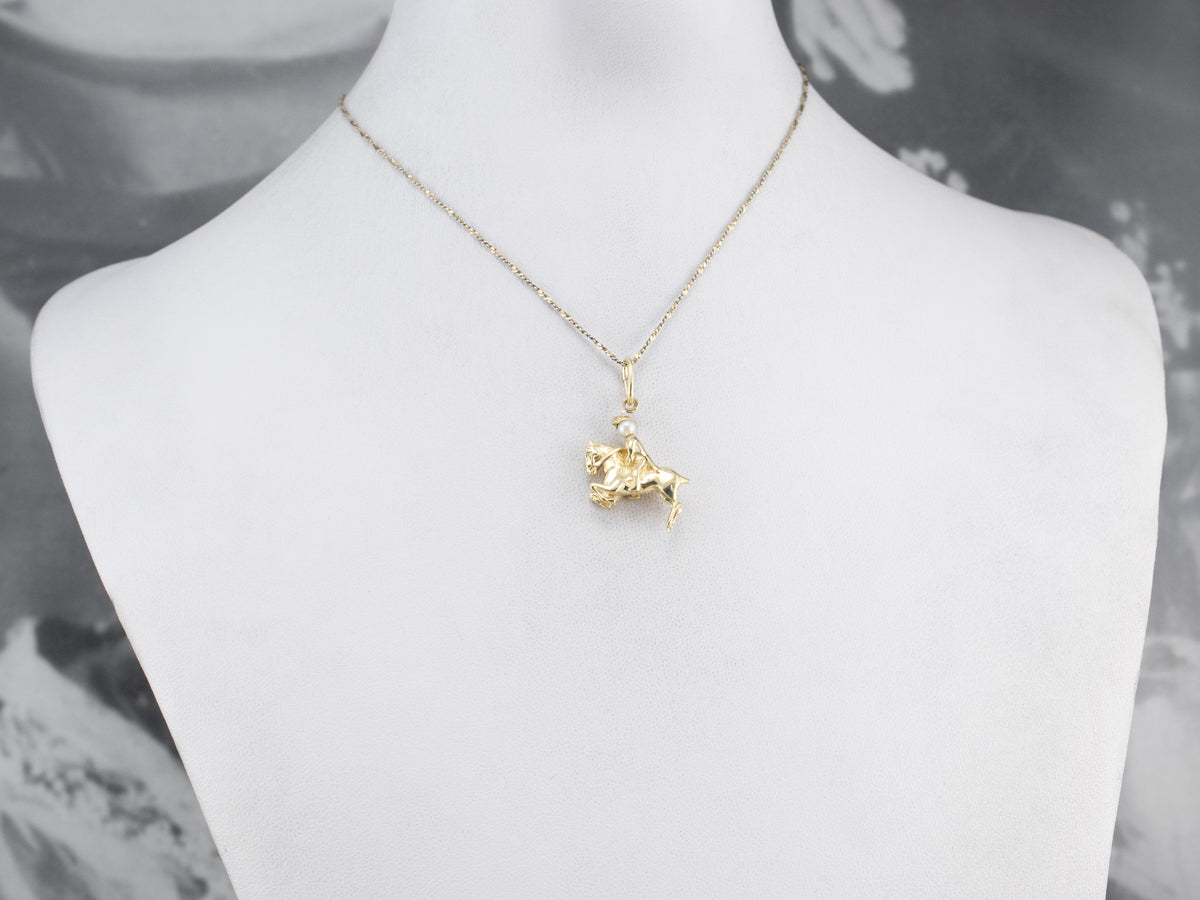 Pearl Gold Paul Revere Horse Rider Charm