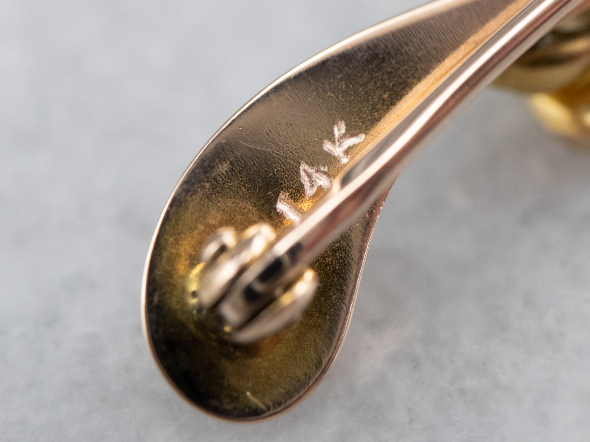 Pearl Love Knot Gold Bar Pin