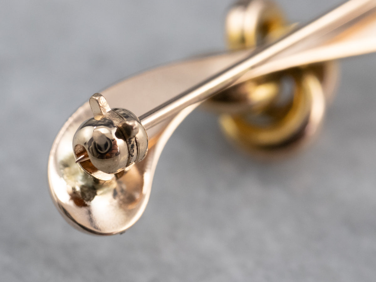 Pearl Love Knot Gold Bar Pin