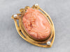 Art Nouveau Coral Cameo Gold Brooch Pendant