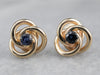 Sapphire Gold Lover's Knot Stud Earrings