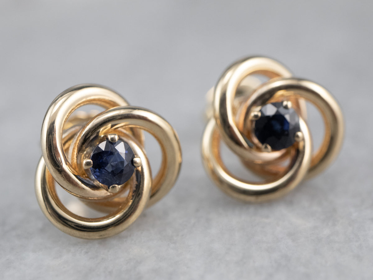 Pendientes Nudo de Amante de Oro y Zafiro