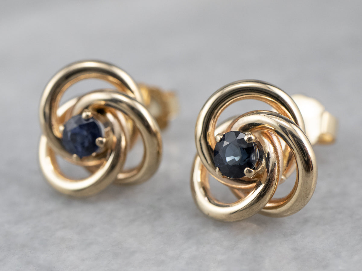 Pendientes Nudo de Amante de Oro y Zafiro