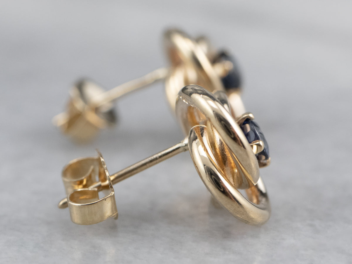 Pendientes Nudo de Amante de Oro y Zafiro