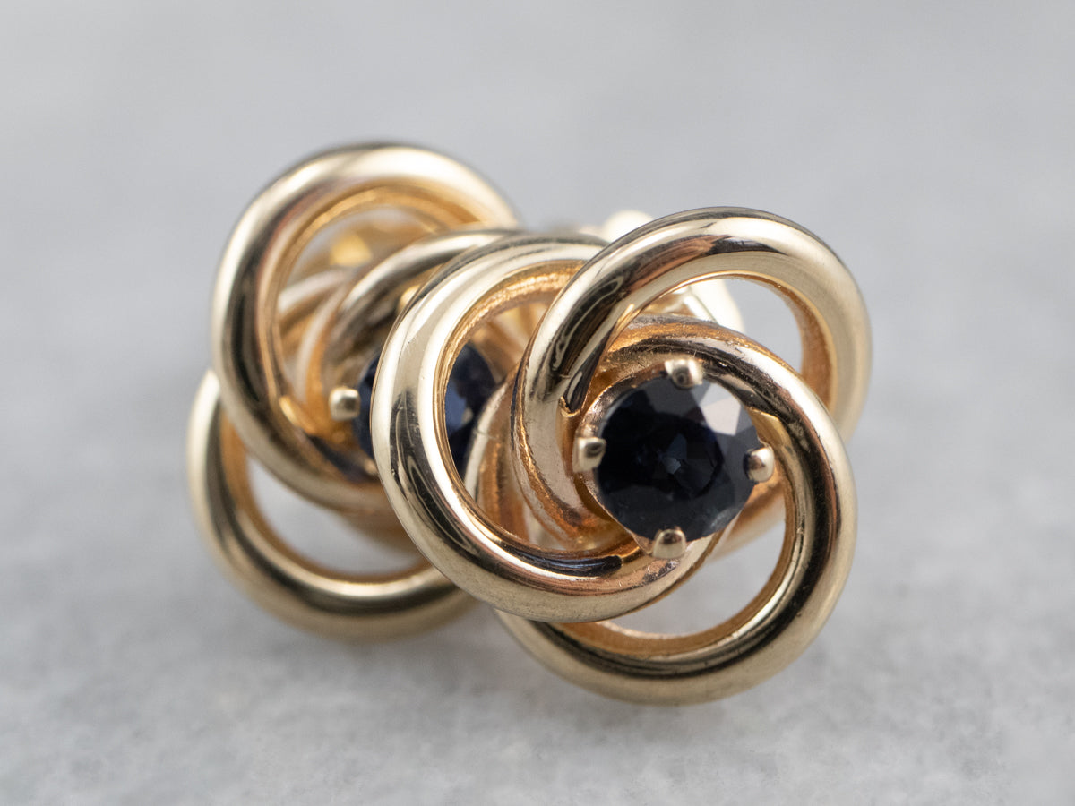 Pendientes Nudo de Amante de Oro y Zafiro