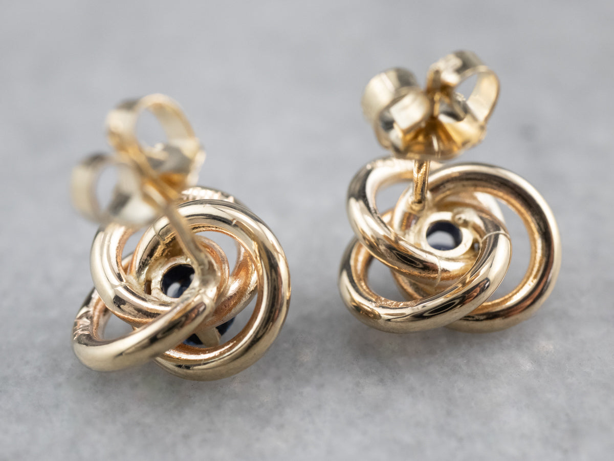 Pendientes Nudo de Amante de Oro y Zafiro