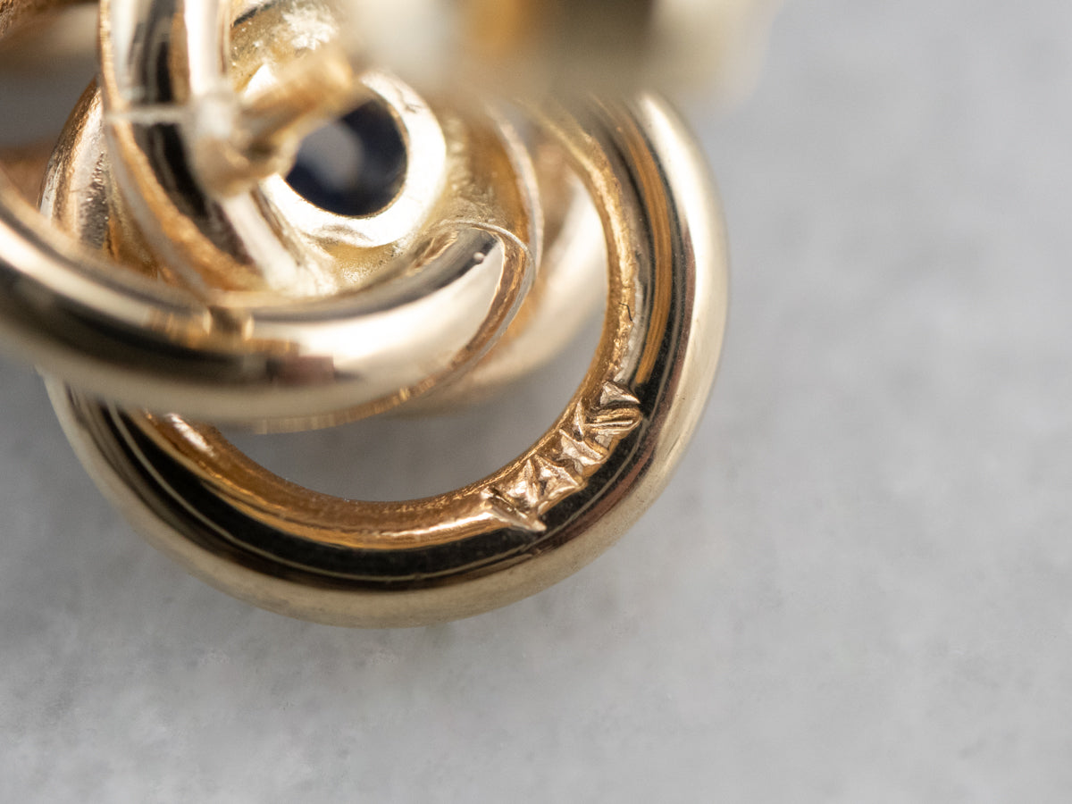 Pendientes Nudo de Amante de Oro y Zafiro