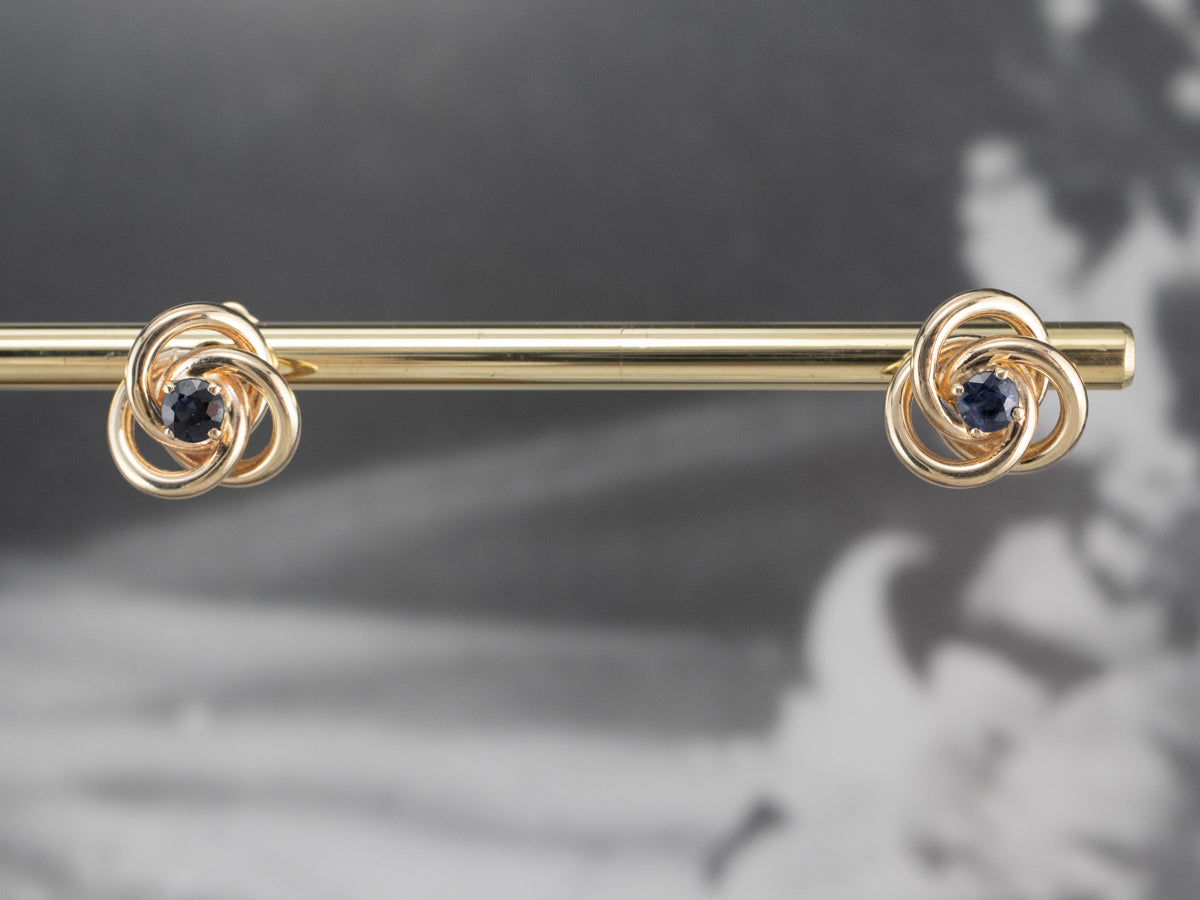 Pendientes Nudo de Amante de Oro y Zafiro