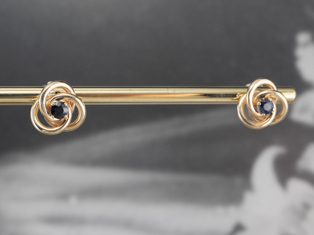 Pendientes Nudo de Amante de Oro y Zafiro