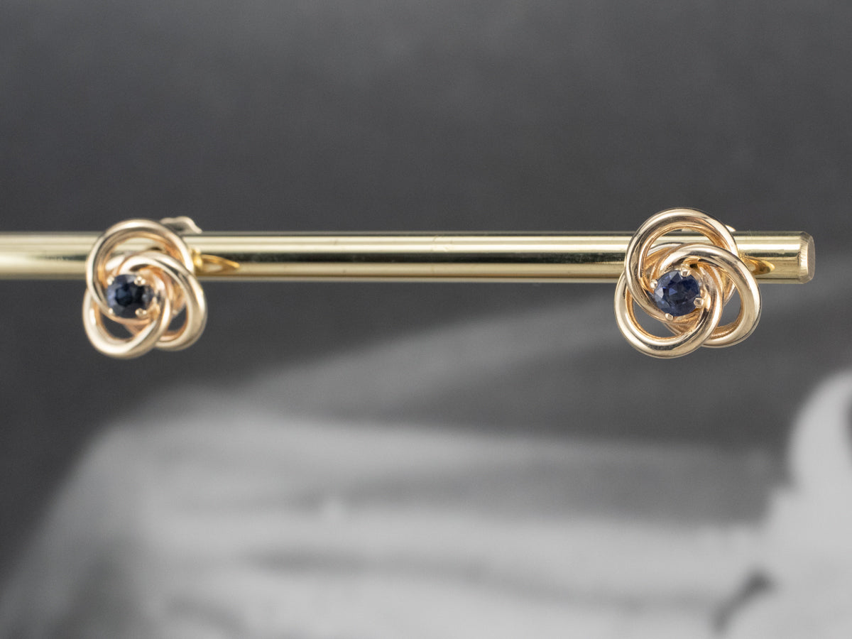Pendientes Nudo de Amante de Oro y Zafiro