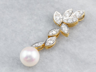Pearl Diamond Gold Drop Pendant