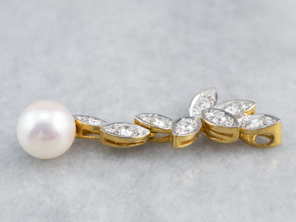 Pearl Diamond Gold Drop Pendant