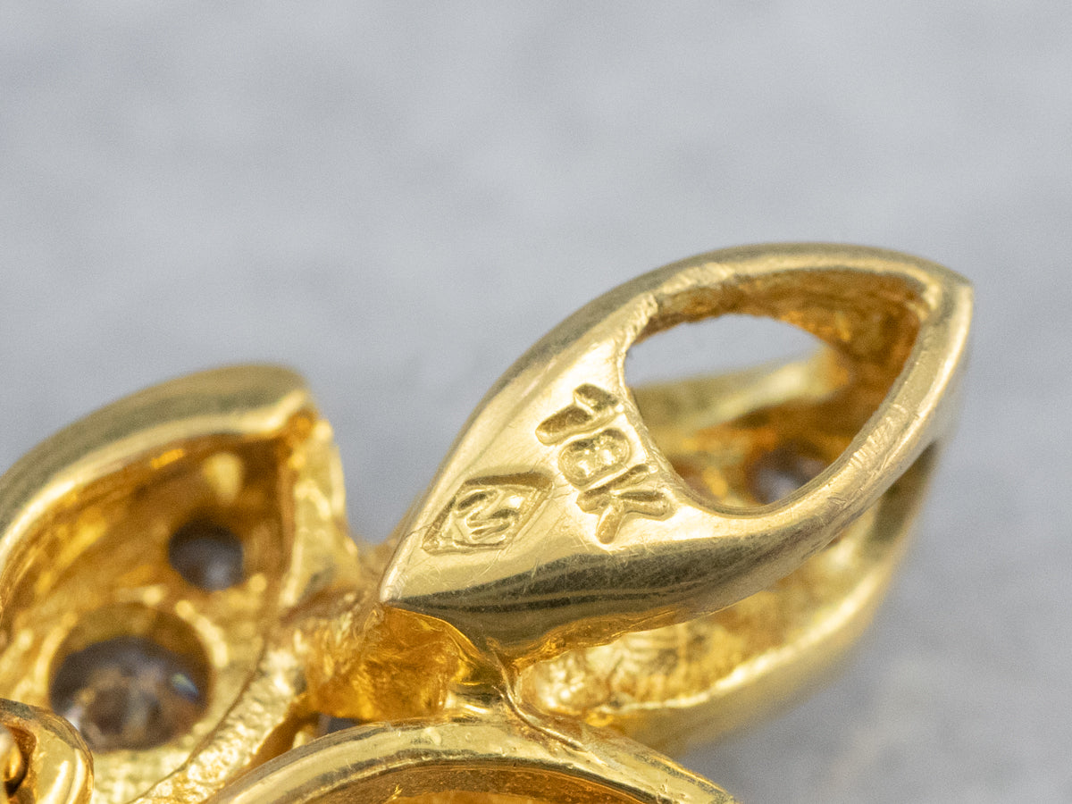 Pearl Diamond Gold Drop Pendant