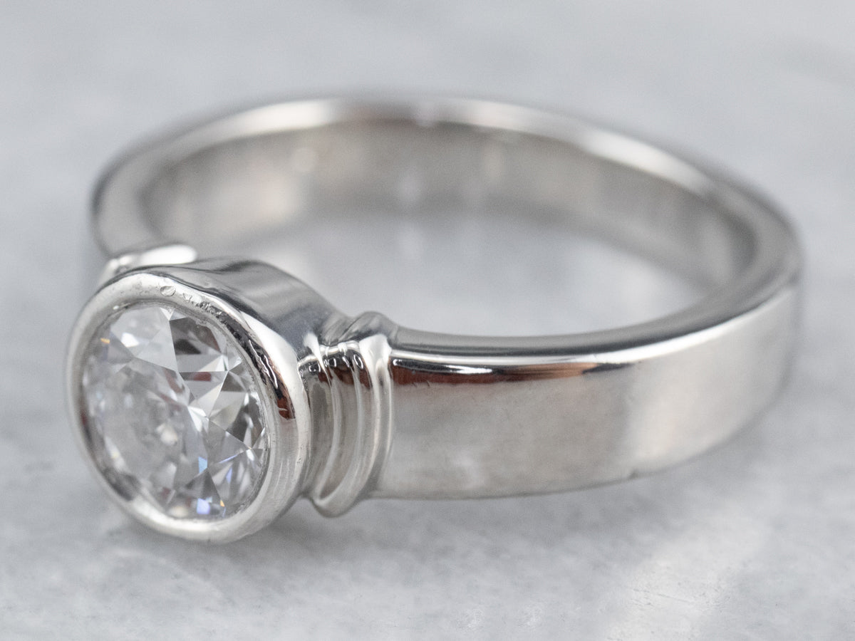 Bezel Set Diamond Platinum Solitaire Engagement Ring
