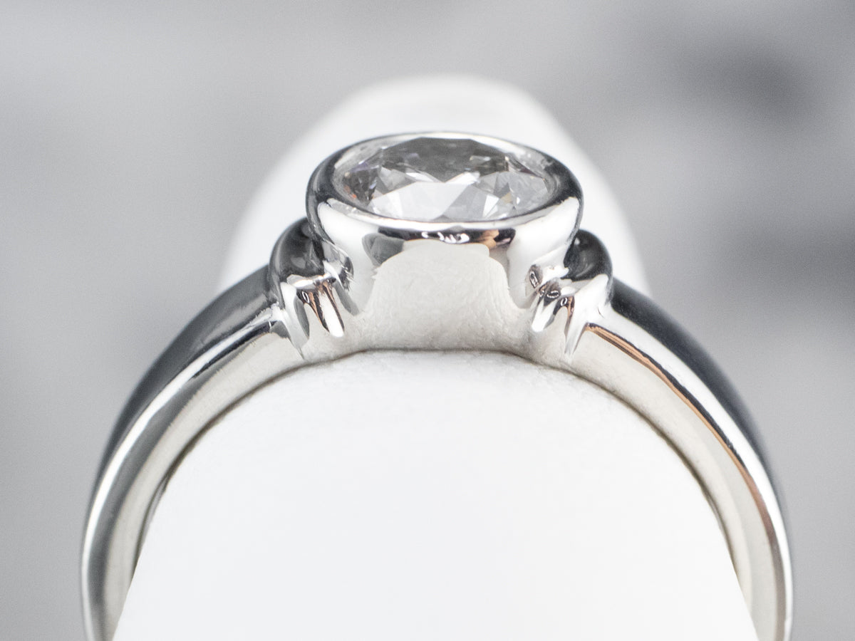 Bezel Set Diamond Platinum Solitaire Engagement Ring