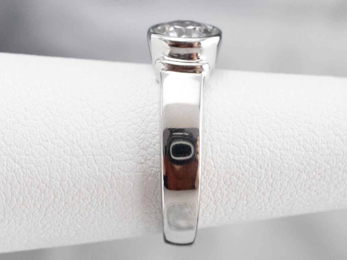 Bezel Set Diamond Platinum Solitaire Engagement Ring