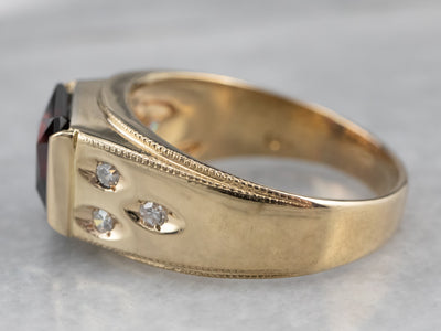 Pyrope Garnet Diamond Gold Statement Ring