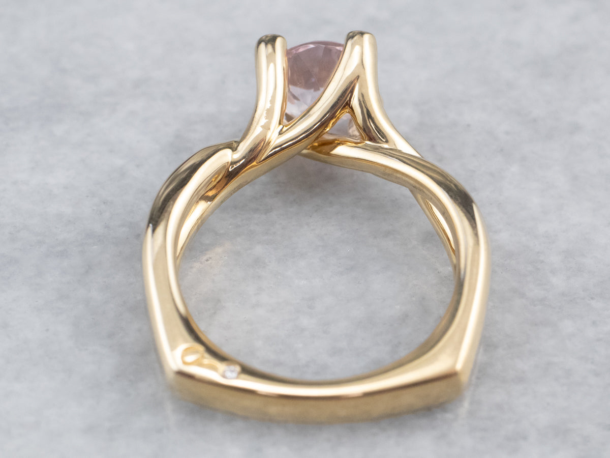 18K Gold Morganite and Diamond Ring