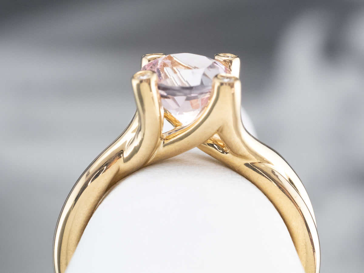 18K Gold Morganite and Diamond Ring