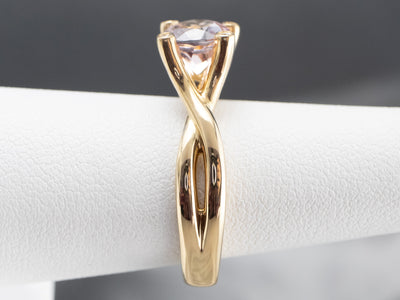 18K Gold Morganite and Diamond Ring