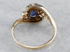 Asymmetrical Sapphire Diamond Gold Filigree Ring