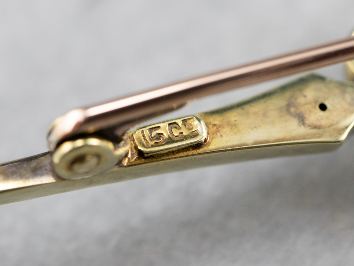 Antique Pink Sapphire Seed Pearl Brooch