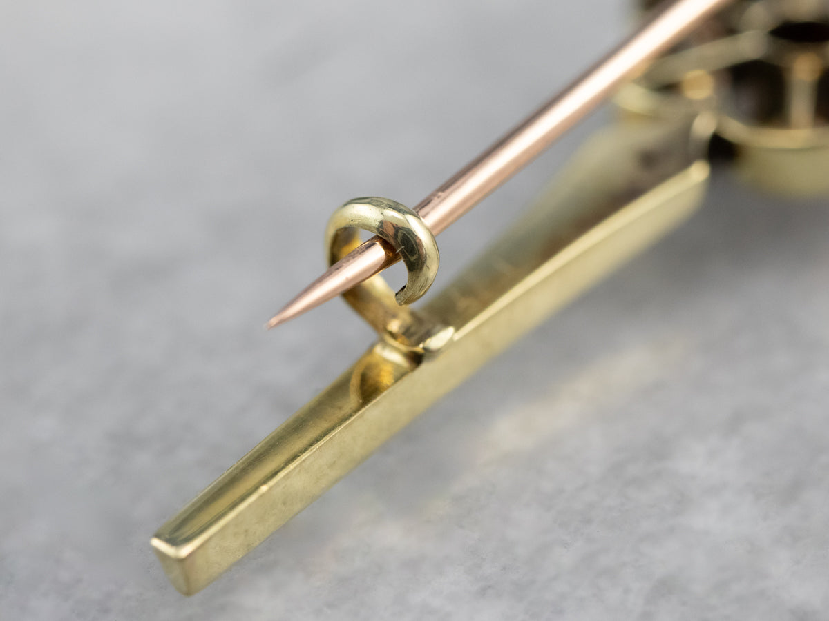 Antique Pink Sapphire Seed Pearl Brooch