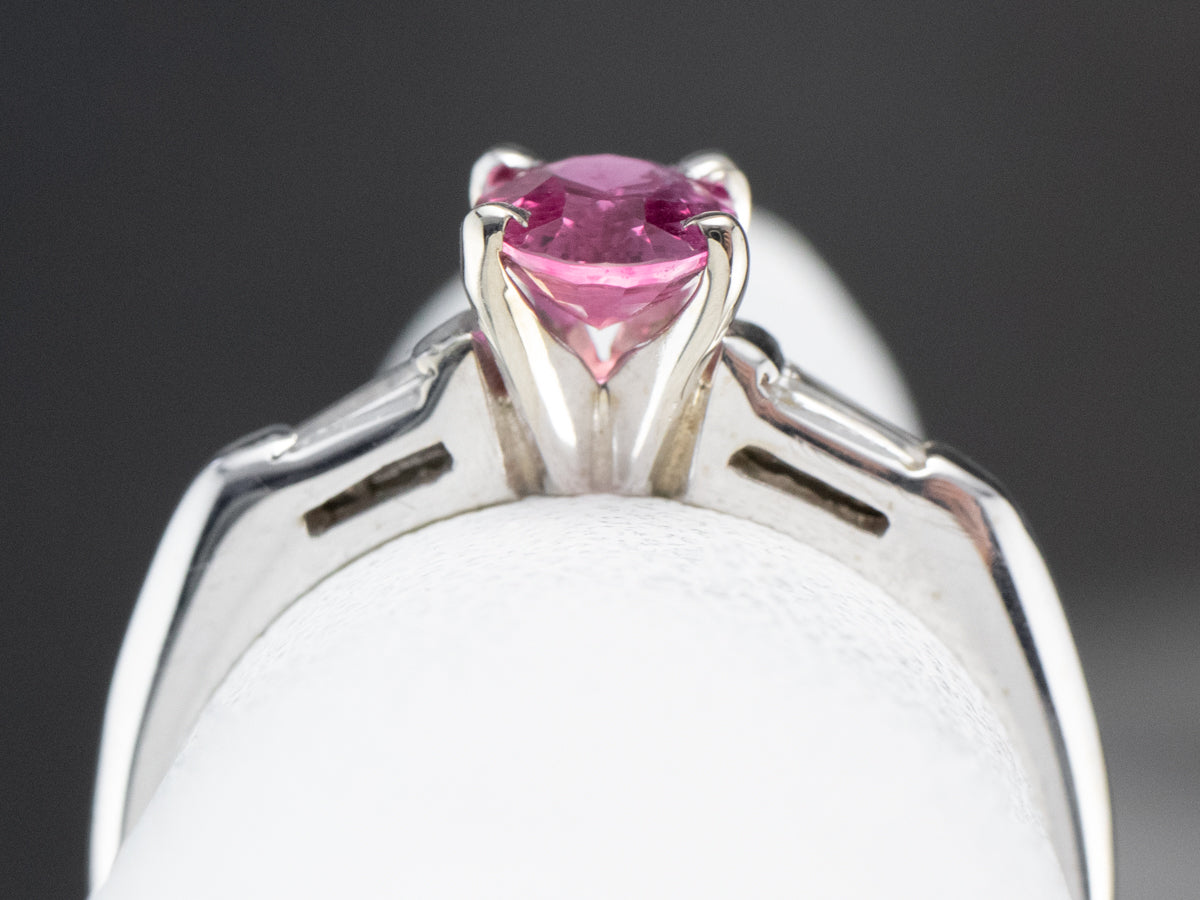 White Gold Pink Sapphire and Diamond Ring