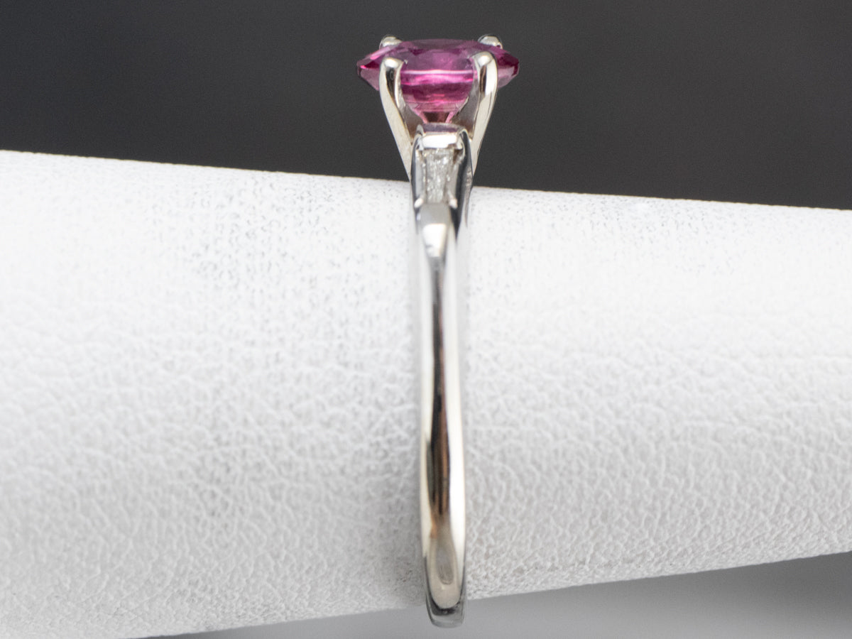 White Gold Pink Sapphire and Diamond Ring