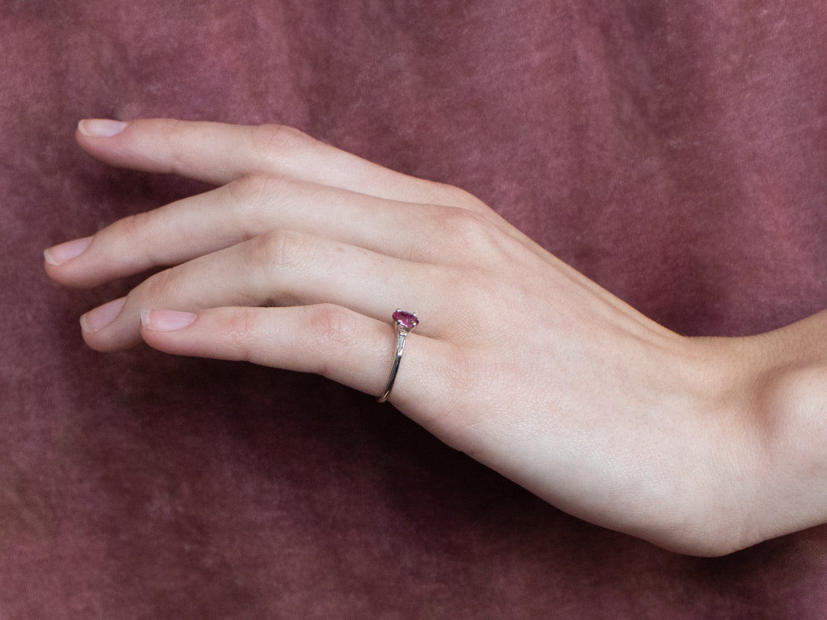 White Gold Pink Sapphire and Diamond Ring