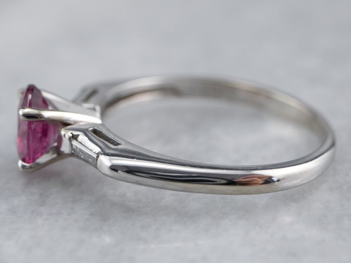 White Gold Pink Sapphire and Diamond Ring