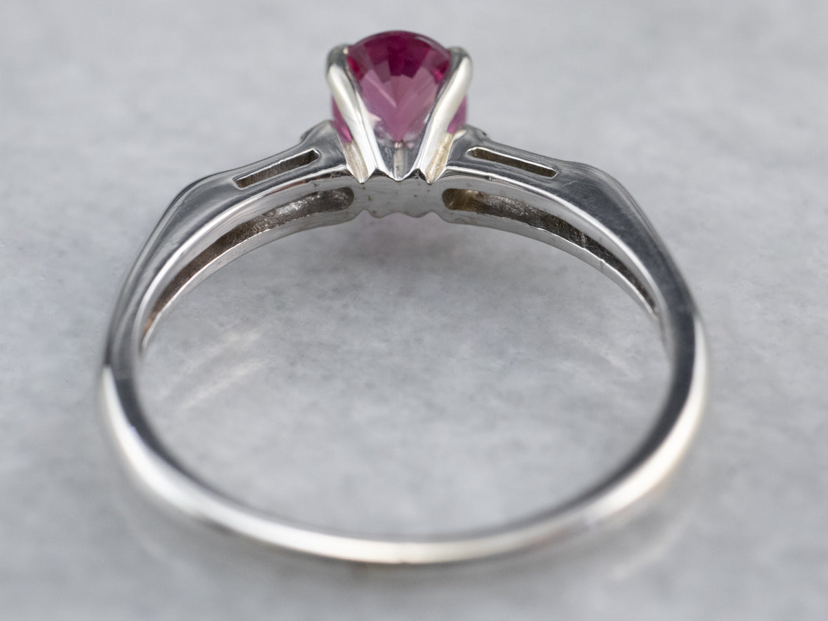 White Gold Pink Sapphire and Diamond Ring