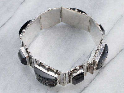 Taxco Mexican Sterling Silver Black Onyx Bracelet