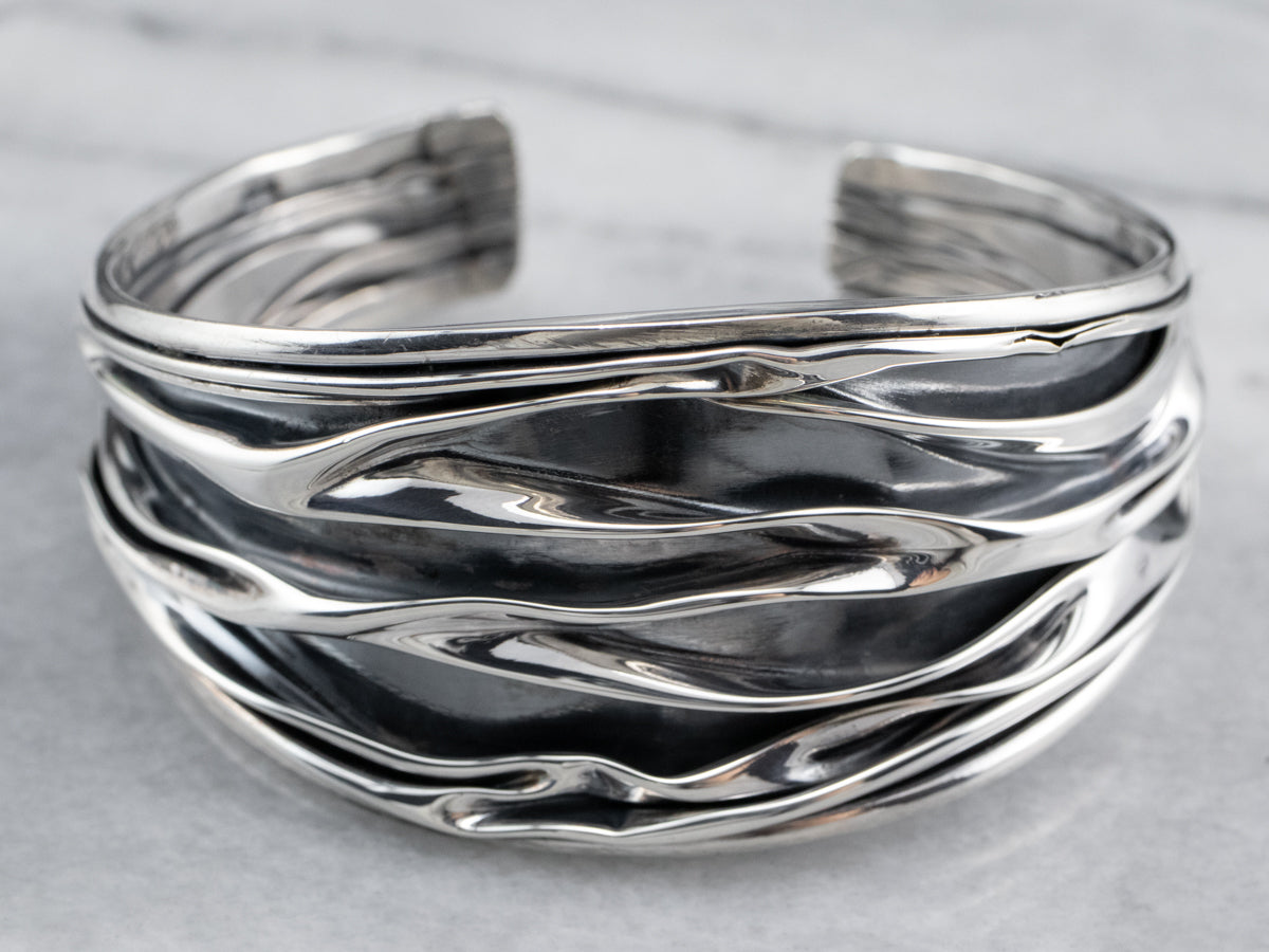 Modernist Sterling Silver Cuff Bracelet