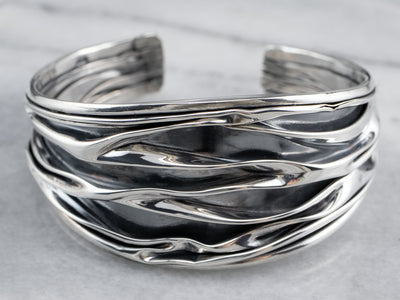 925 Sterling Silver Contemporary Adjustable Bangle Bracelet – 100Sterling