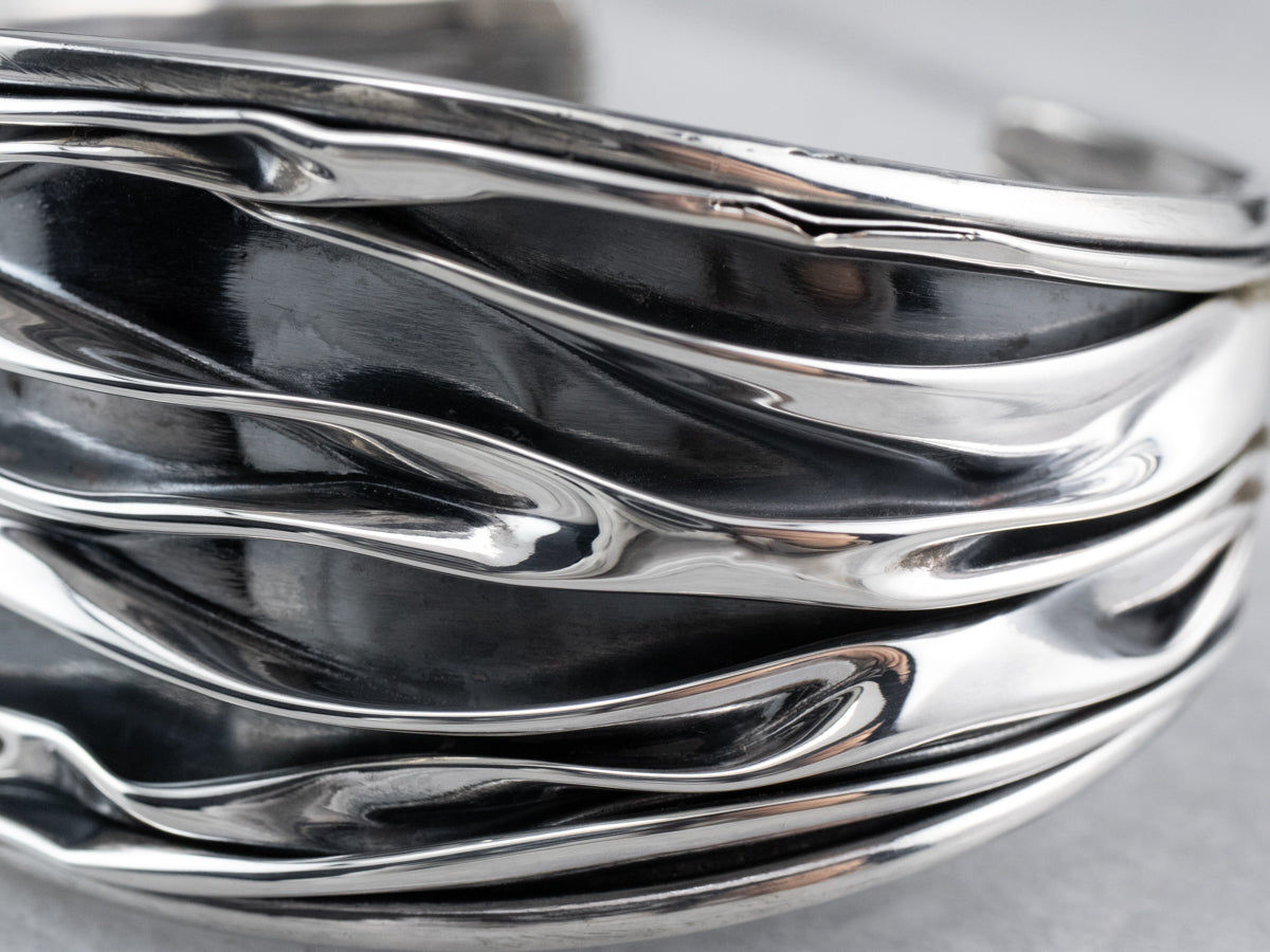 Modernist Sterling Silver Cuff Bracelet