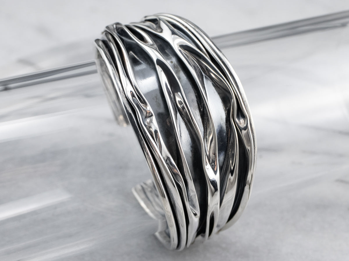 Modernist Sterling Silver Cuff Bracelet