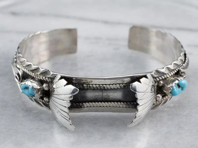 Navajo Turquoise Nugget Sterling Silver Watch Cuff