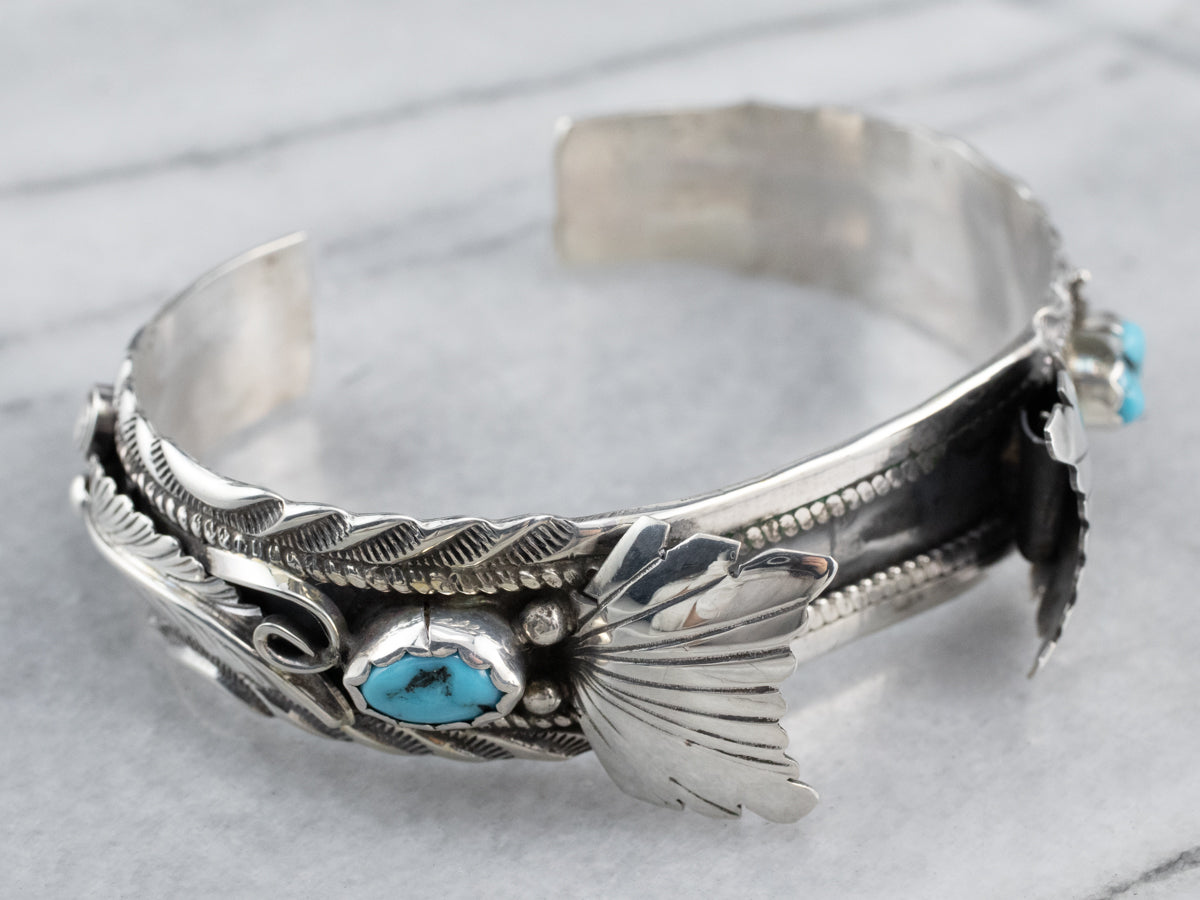 Navajo Turquoise Nugget Sterling Silver Watch Cuff