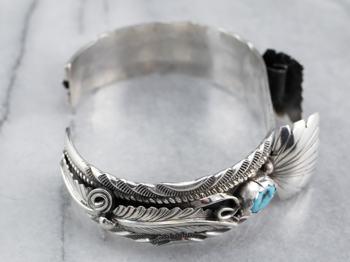 Navajo Turquoise Nugget Sterling Silver Watch Cuff