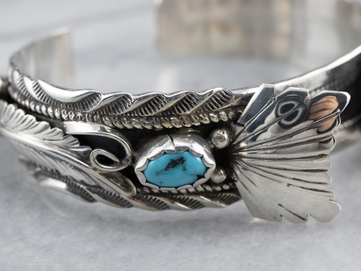 Navajo Turquoise Nugget Sterling Silver Watch Cuff