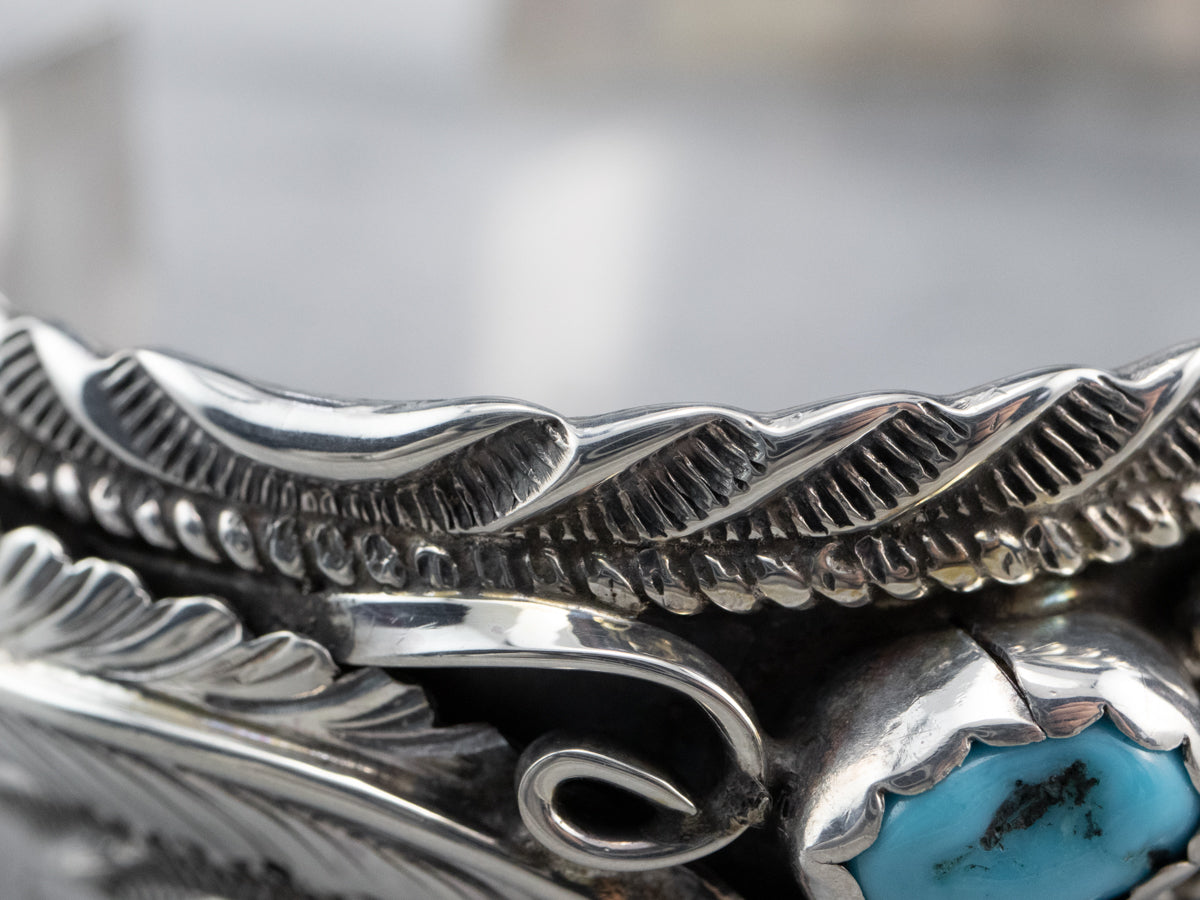 Navajo Turquoise Nugget Sterling Silver Watch Cuff