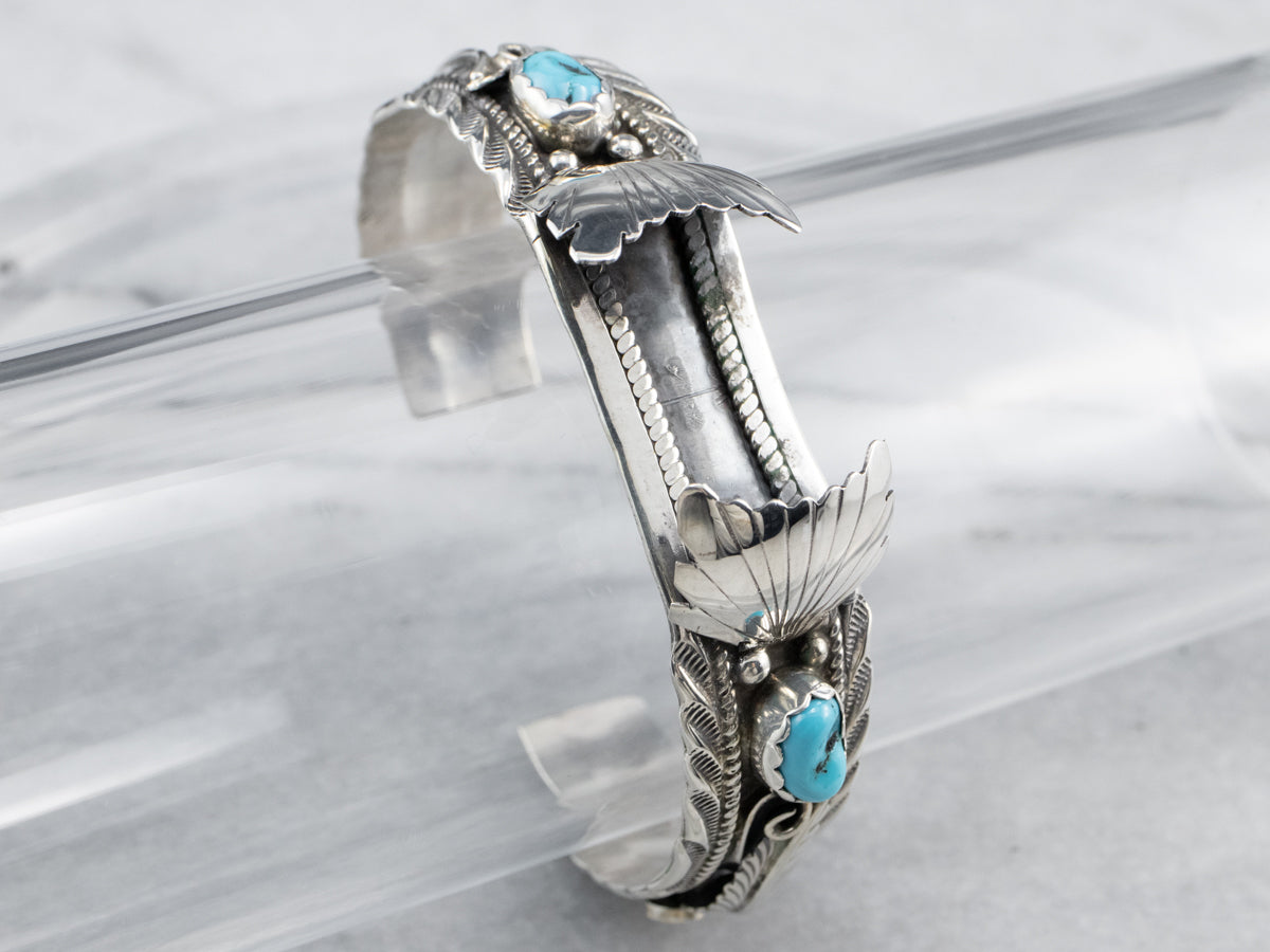 Navajo Turquoise Nugget Sterling Silver Watch Cuff