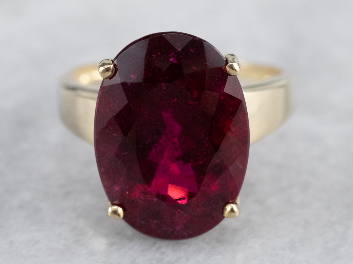 Rubellite Tourmaline Gold Cocktail Ring