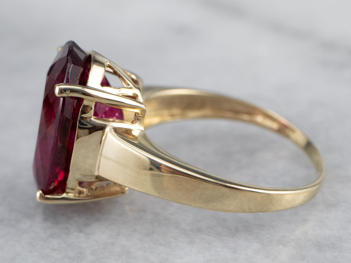 Rubellite Tourmaline Gold Cocktail Ring