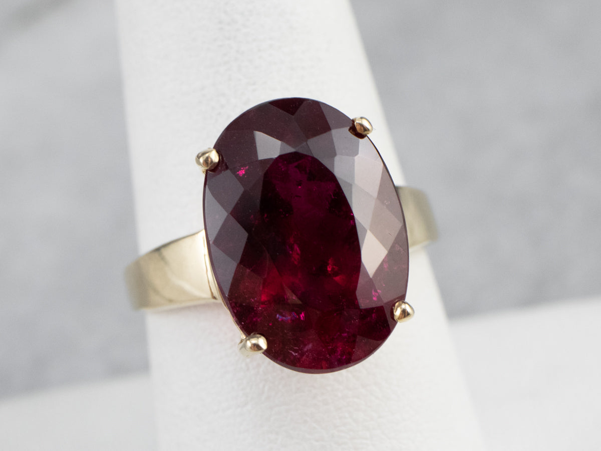 Rubellite Tourmaline Gold Cocktail Ring